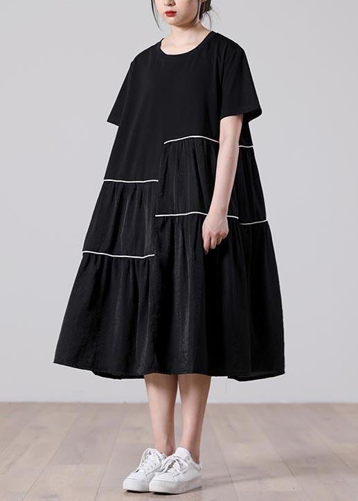 Unique Black Patchwork White A Line Summer Vacation Dresses - Omychic