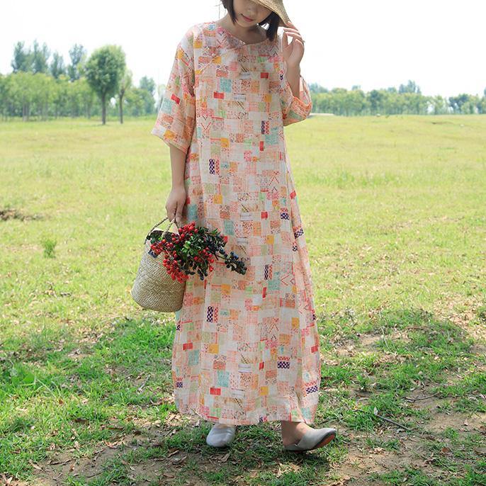 Unique Chinese Button linen dress design prints Dresses summer - Omychic