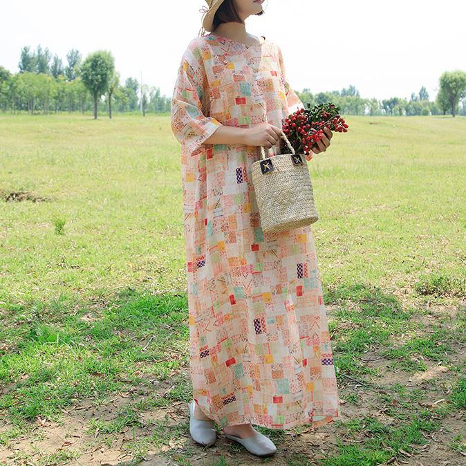 Unique Chinese Button linen dress design prints Dresses summer - Omychic