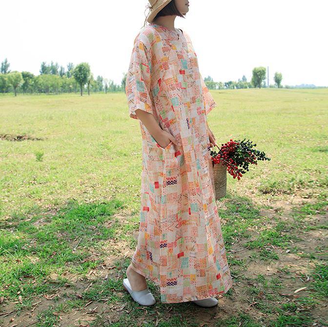 Unique Chinese Button linen dress design prints Dresses summer - Omychic