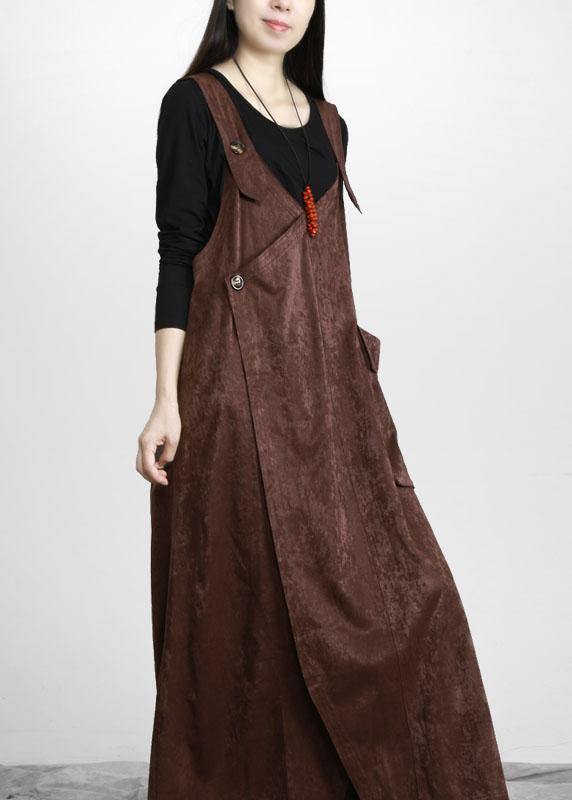 Unique Chocolate Button Asymmetrical Design Carpenter Holiday Dress Fall - Omychic