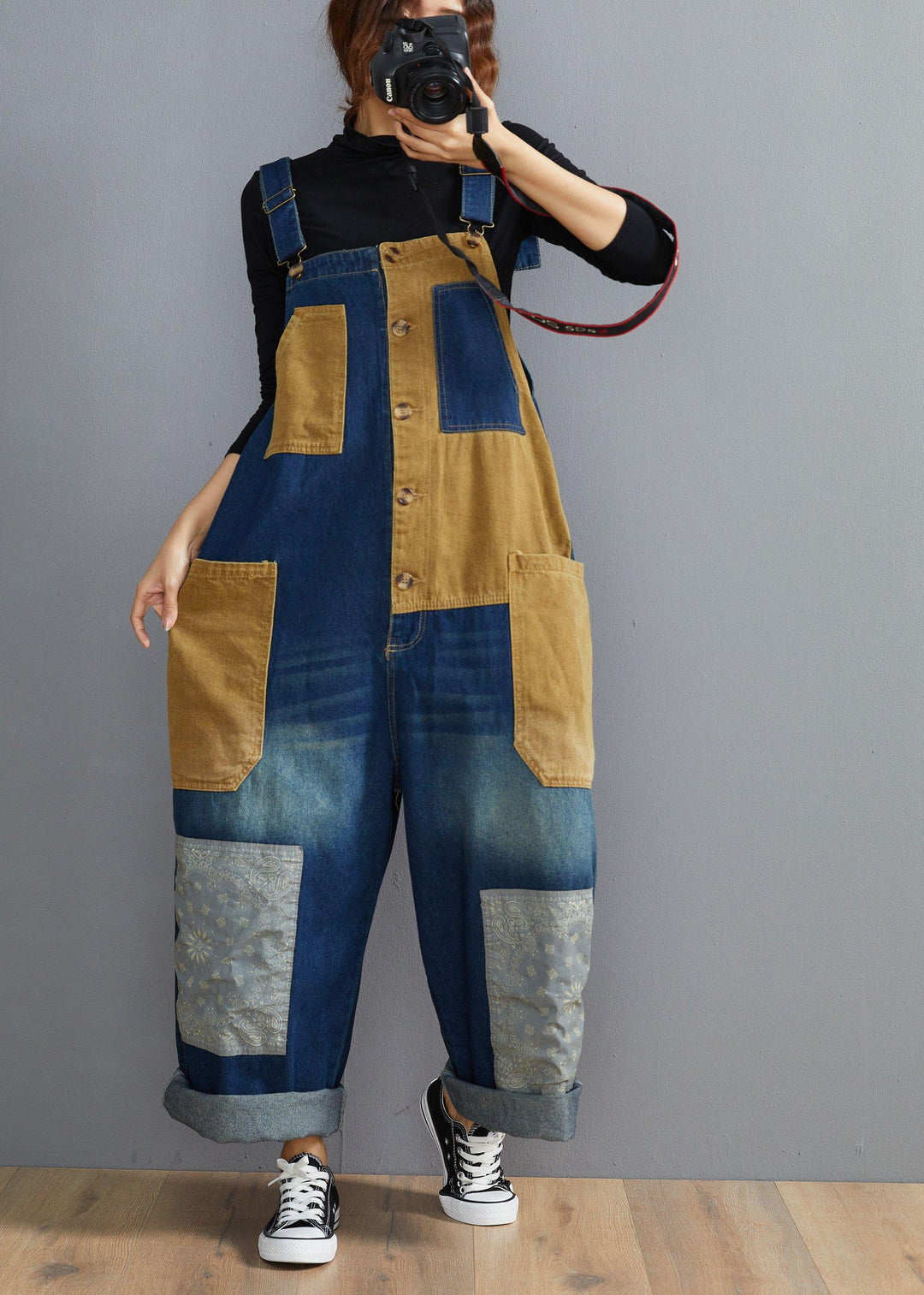 Unique Denim Blue Patchwork Trousers Women's Spring Jumpsuit Pants Inspiration Pants - Omychic