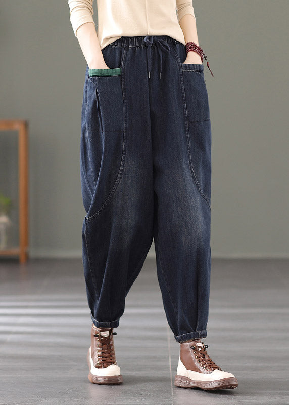 Unique Denim Blue Pockets Cotton Pants Summer