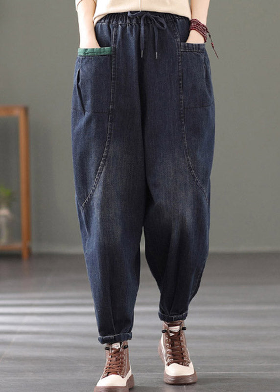 Unique Denim Blue Pockets Cotton Pants Summer