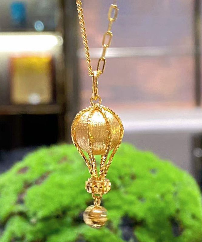 Unique Gold Adjustable Hot Air Balloon Pendant Necklace