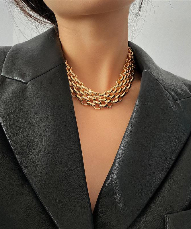 Unique Gold Chain Hollow Out Collar Necklace