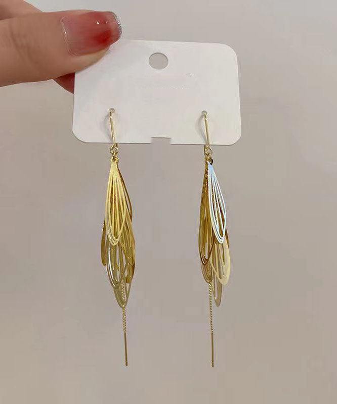 Unique Gold Copper Tassel Drop Earrings
