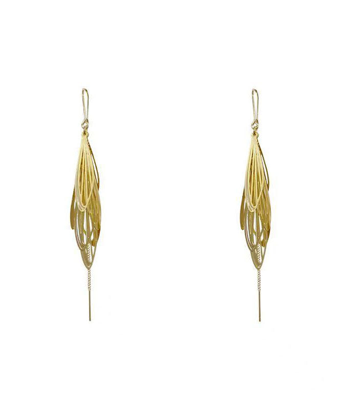 Unique Gold Copper Tassel Drop Earrings