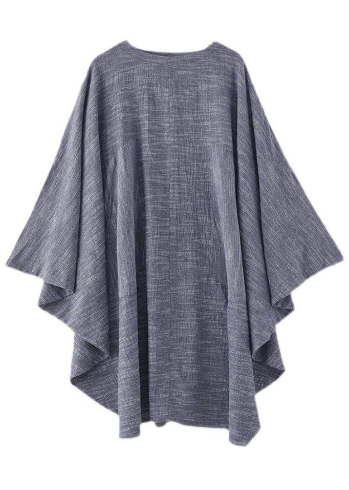 Unique Grey O-Neck Asymmetrical Design Party Summer Cotton Dress - Omychic