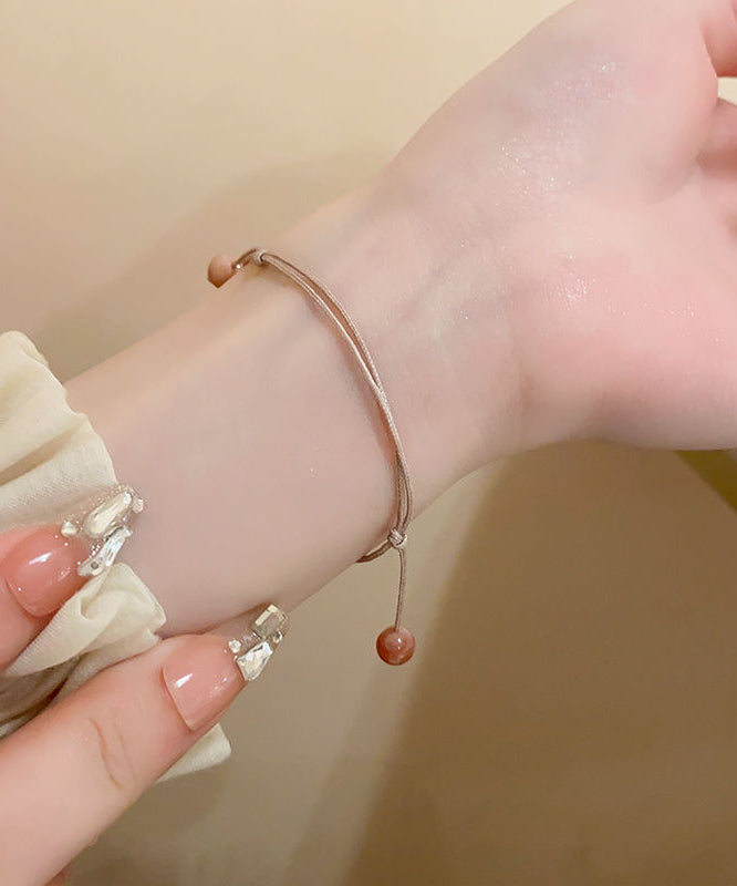 Unique Hand Knitting Rose Beading And Gem Stone Two Piece Set Bracelet