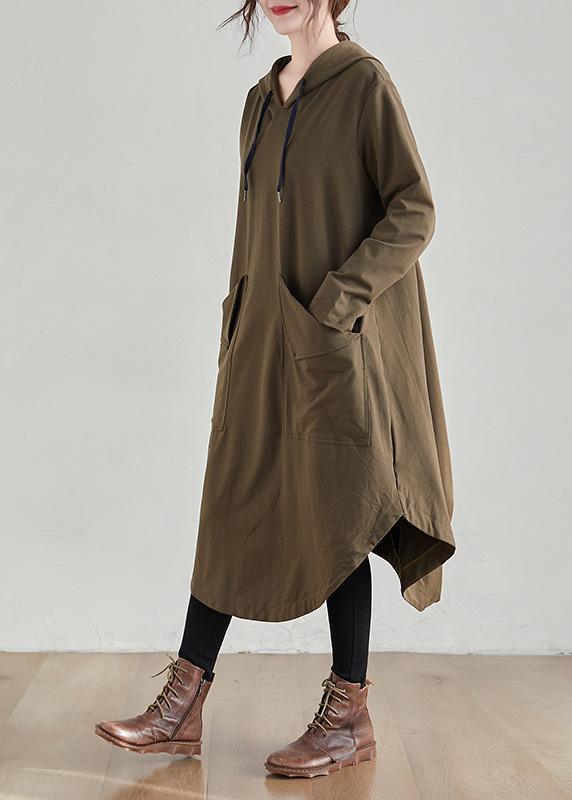 Unique Hooded Asymmetric Spring Clothes Photography Khaki Maxi Dresses ( Limited Stock) - Omychic