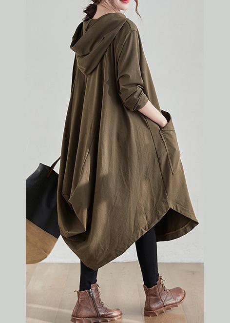 Unique Hooded Asymmetric Spring Clothes Photography Khaki Maxi Dresses ( Limited Stock) - Omychic