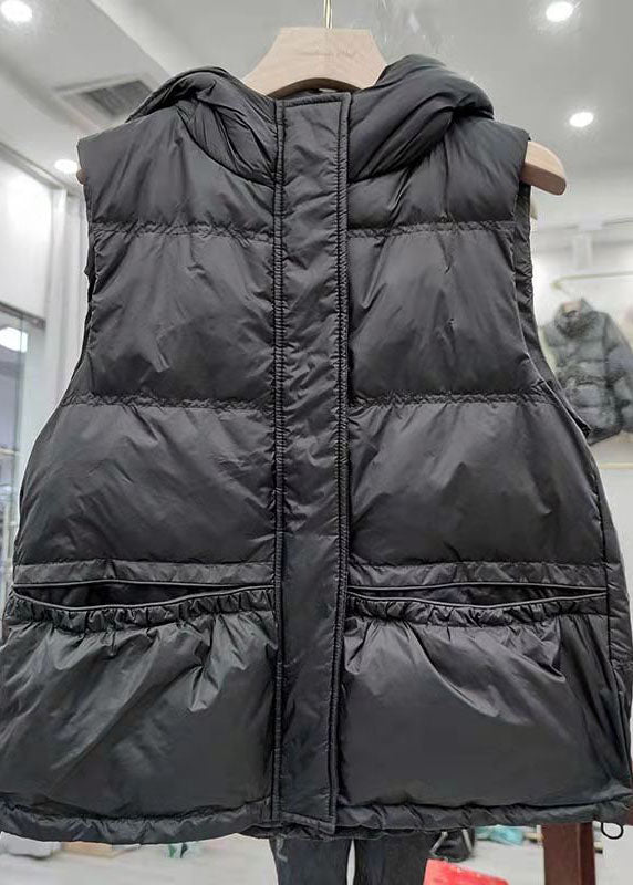 Unique Khaki Casual hooded Pockets Winter Sleeveless Puffer Vest