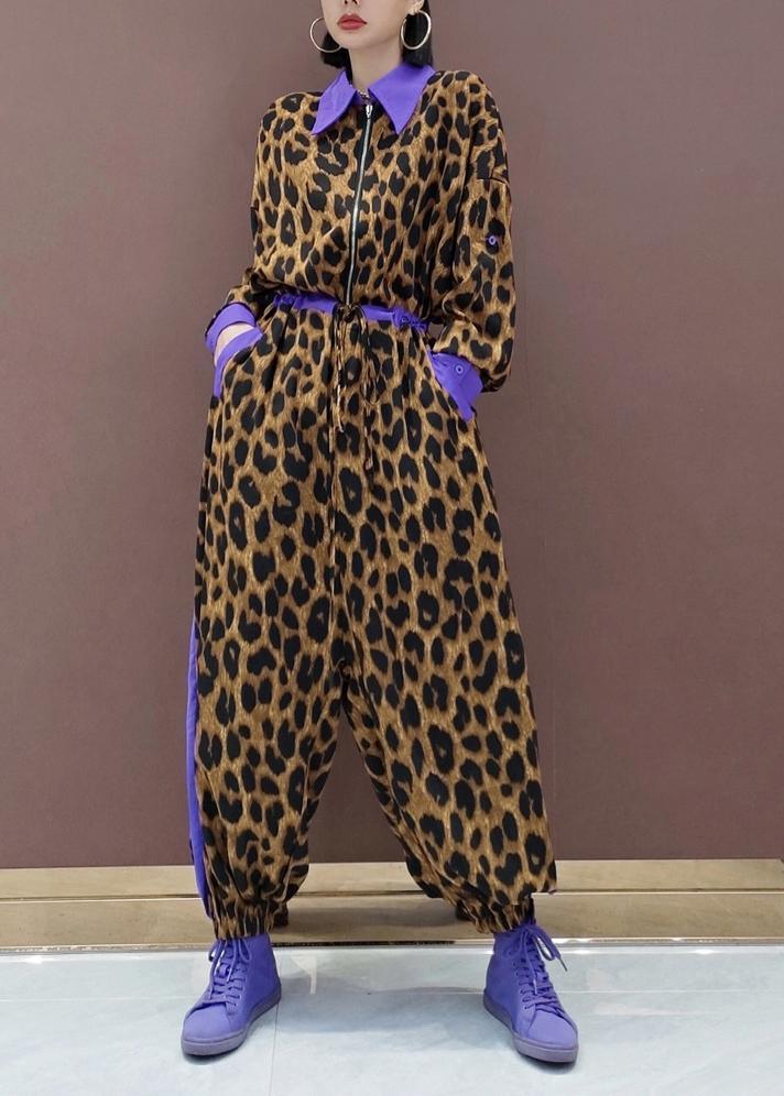 Unique Leopard Fall Fashion Spring Jumpsuit Pants - Omychic