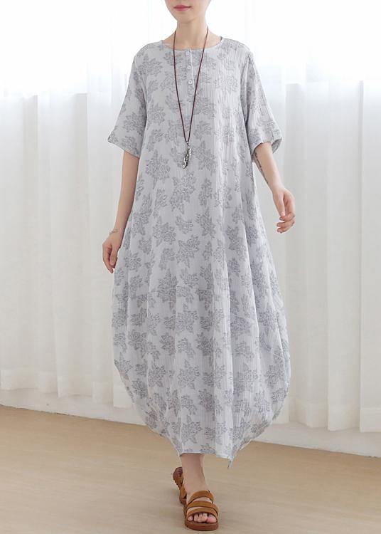 Unique Light Grey Linen Asymmetric Design Dress In Summer - Omychic