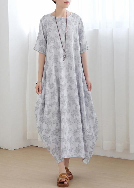 Unique Light Grey Linen Asymmetric Design Dress In Summer - Omychic