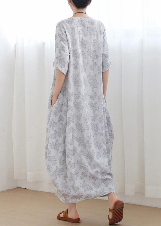 Unique Light Grey Linen Asymmetric Design Dress In Summer - Omychic