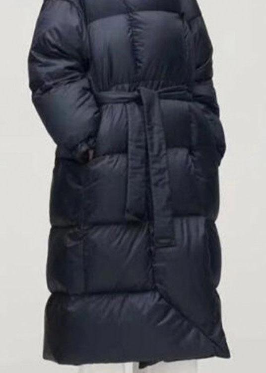 Unique Navy hooded Pockets Thick Winter Duck Down Down Coat - Omychic
