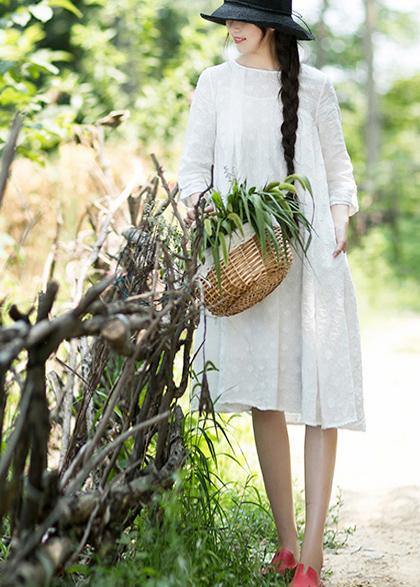 Unique O-Neck Summer Wardrobes Inspiration White Dress - Omychic