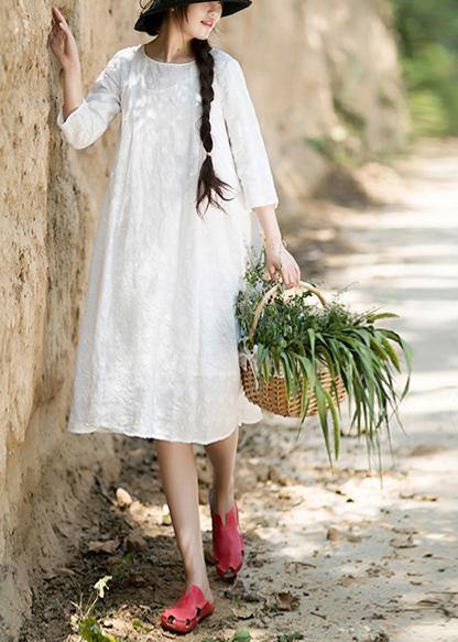 Unique O-Neck Summer Wardrobes Inspiration White Dress - Omychic