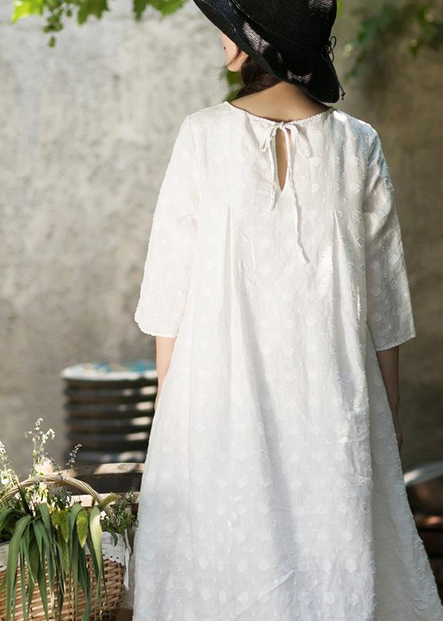 Unique O-Neck Summer Wardrobes Inspiration White Dress - Omychic