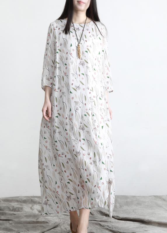 Unique Print asymmetrical design Linen Summer Robe Dresses - Omychic