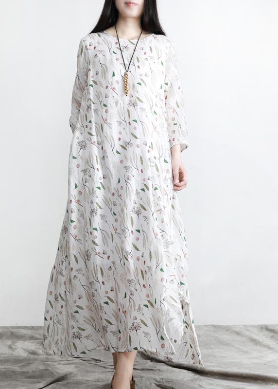 Unique Print asymmetrical design Linen Summer Robe Dresses - Omychic