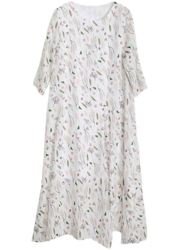 Unique Print asymmetrical design Linen Summer Robe Dresses - Omychic