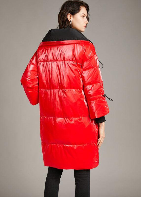 Unique Red zippered Nail bead fashion Winter Duck Down Coat - Omychic