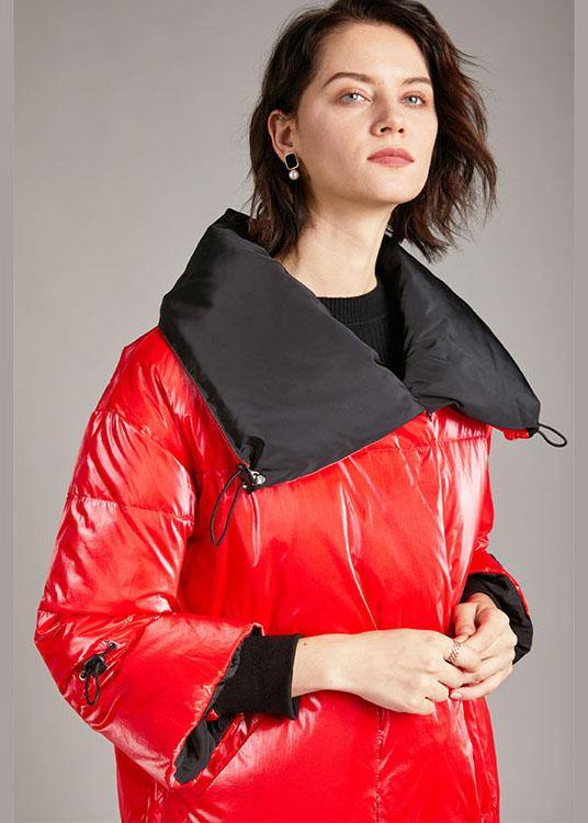 Unique Red zippered Nail bead fashion Winter Duck Down Coat - Omychic