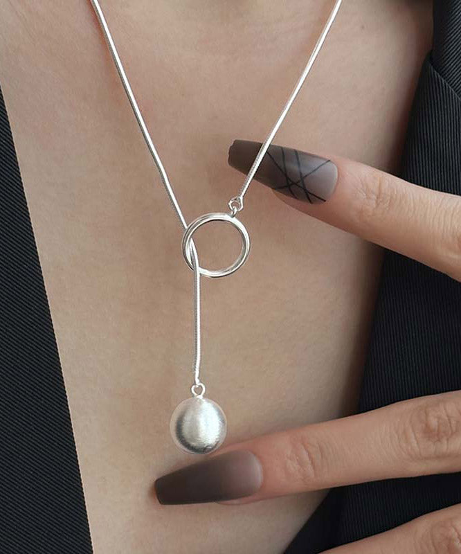 Unique Silk Sterling Silver Ball Pendant Necklace