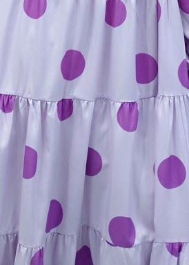 Unique Stand Collar Cinched Spring Outfit Photography Purple Dotted Loose Dresses - Omychic