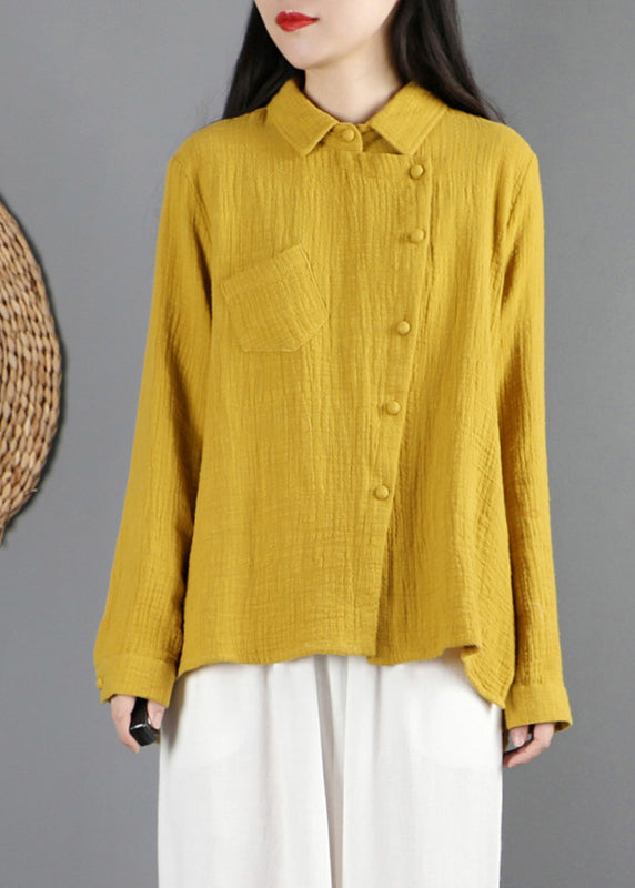 Unique Yellow Patchwork Shirt Long Sleeve