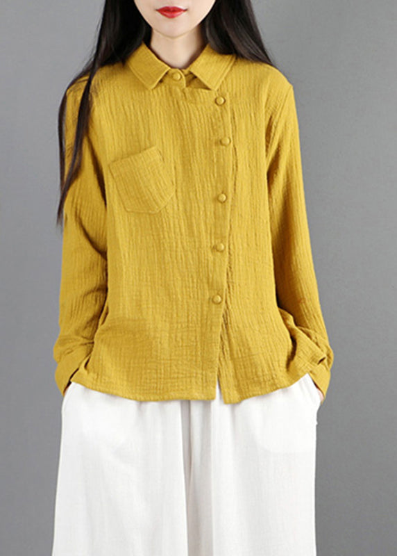 Unique Yellow Patchwork Shirt Long Sleeve