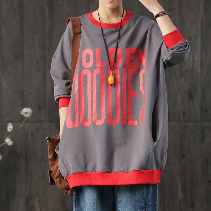Unique alphabet prints cotton clothes For Women Fashion Ideas red blouses fall - Omychic
