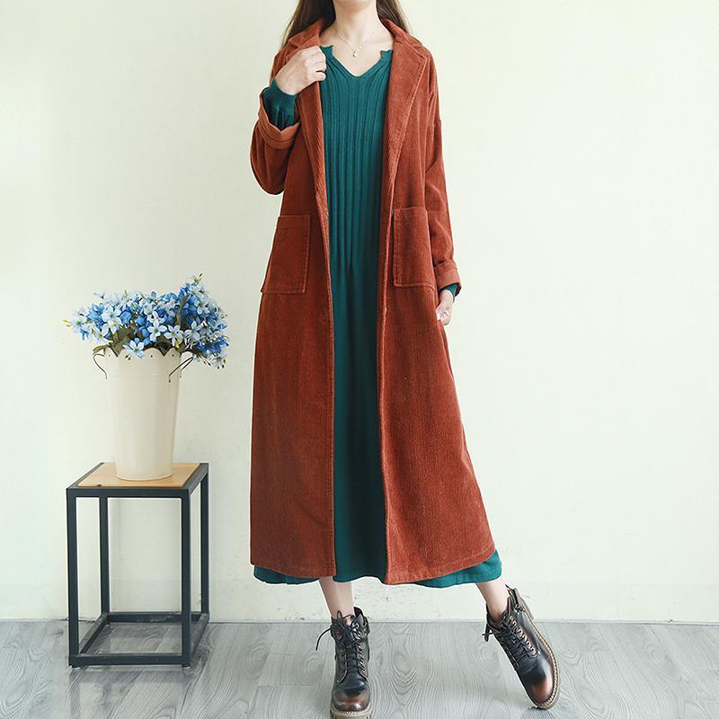 Unique big pockets Fine wild clothes For Women brown Plus Size Clothing coats - Omychic