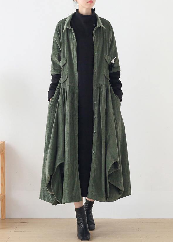 Unique green Fashion trench coat Tunic Tops false two pieces spring coats - Omychic