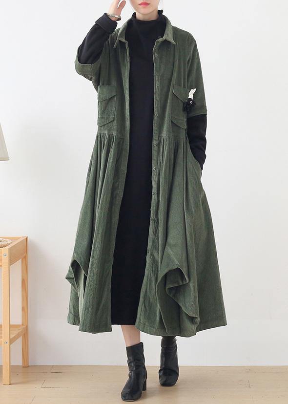 Unique green Fashion trench coat Tunic Tops false two pieces spring coats - Omychic