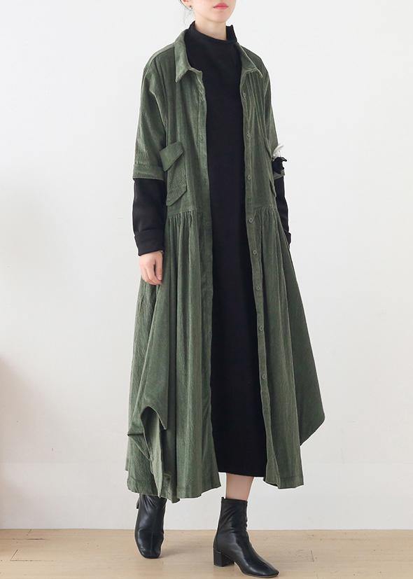 Unique green Fashion trench coat Tunic Tops false two pieces spring coats - Omychic