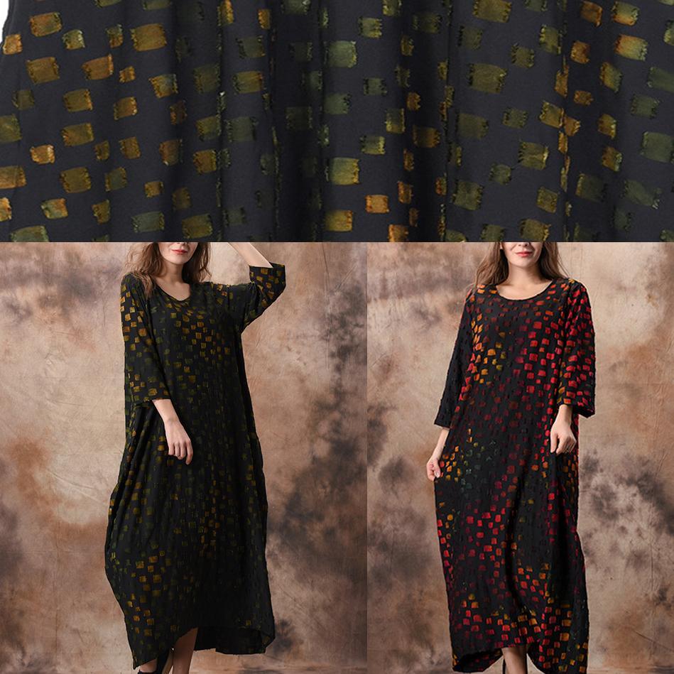 Unique green Jacquard dresses stylish Work Outfits o neck asymmetric Traveling spring Dress - Omychic