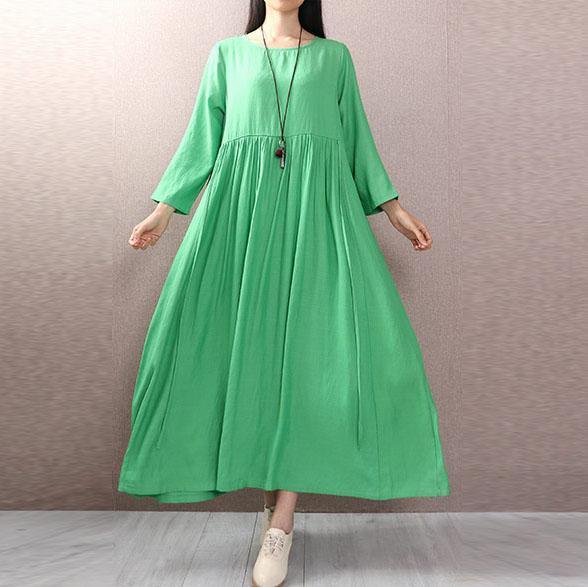 Unique high waist cotton clothes Outfits green long sleeve Traveling Dresses autumn - Omychic