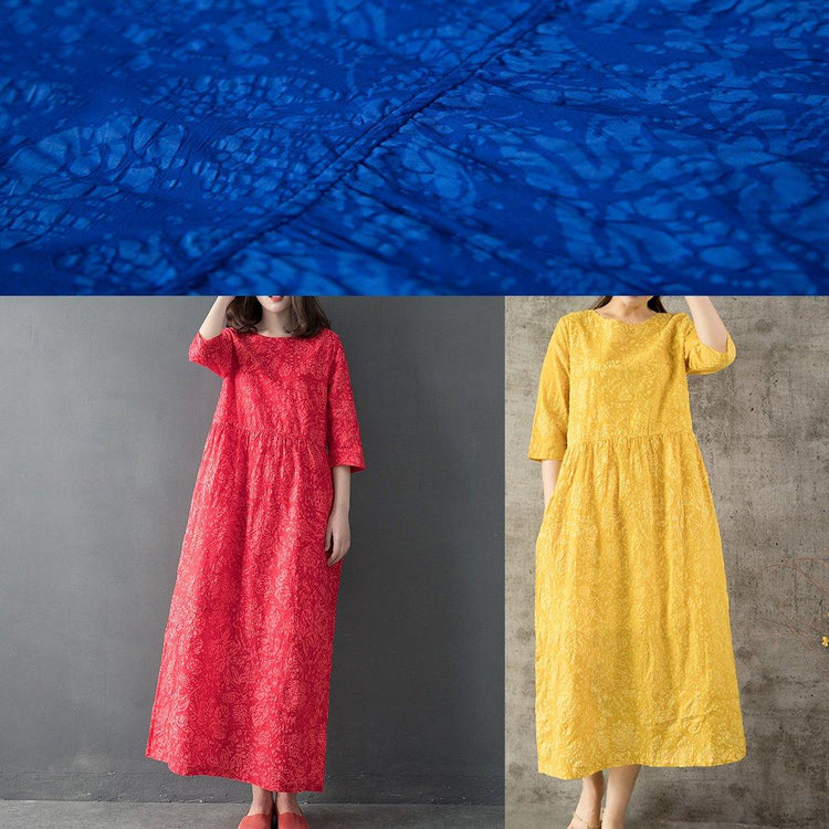 Unique high waist linen clothes For Women Cotton yellow Dress summer - Omychic