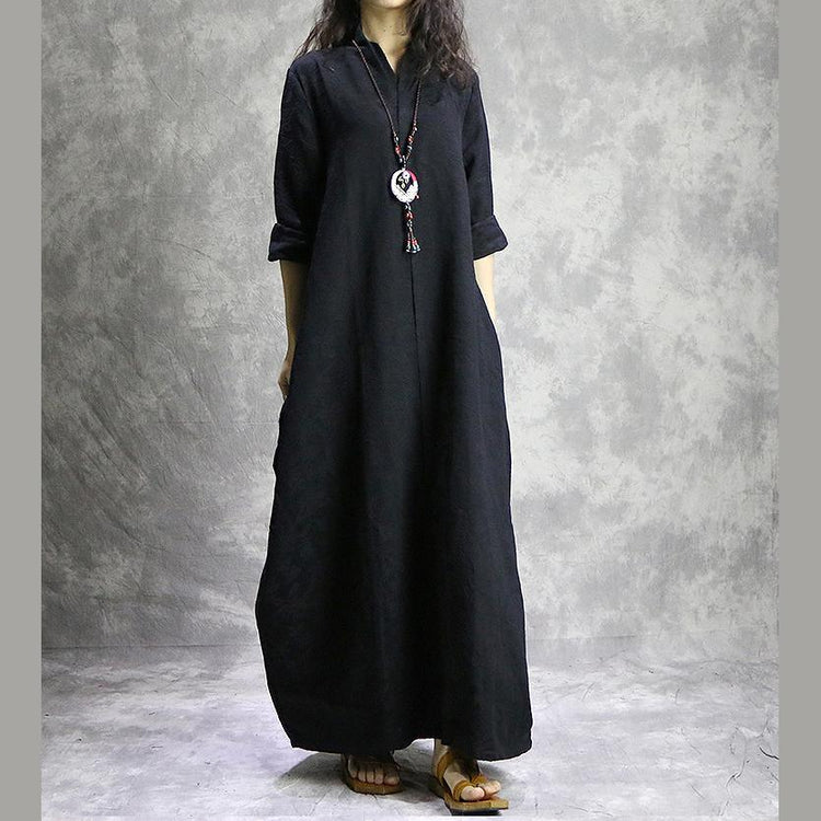 Unique jacquard cotton Soft Surroundings Fashion Wardrobes black loose Dress spring - Omychic