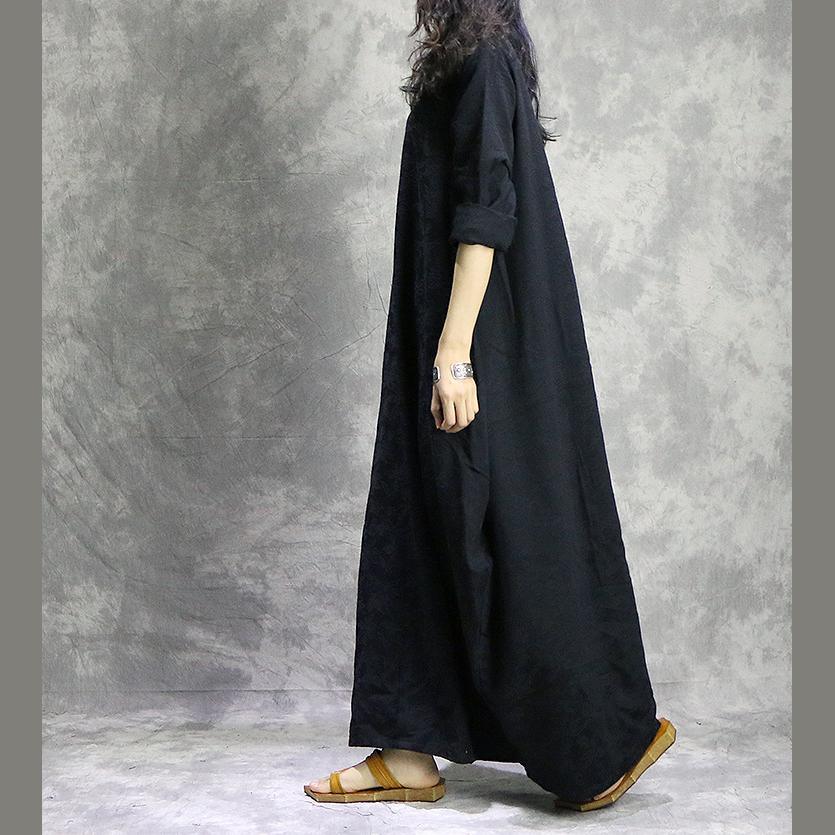 Unique jacquard cotton Soft Surroundings Fashion Wardrobes black loose Dress spring - Omychic