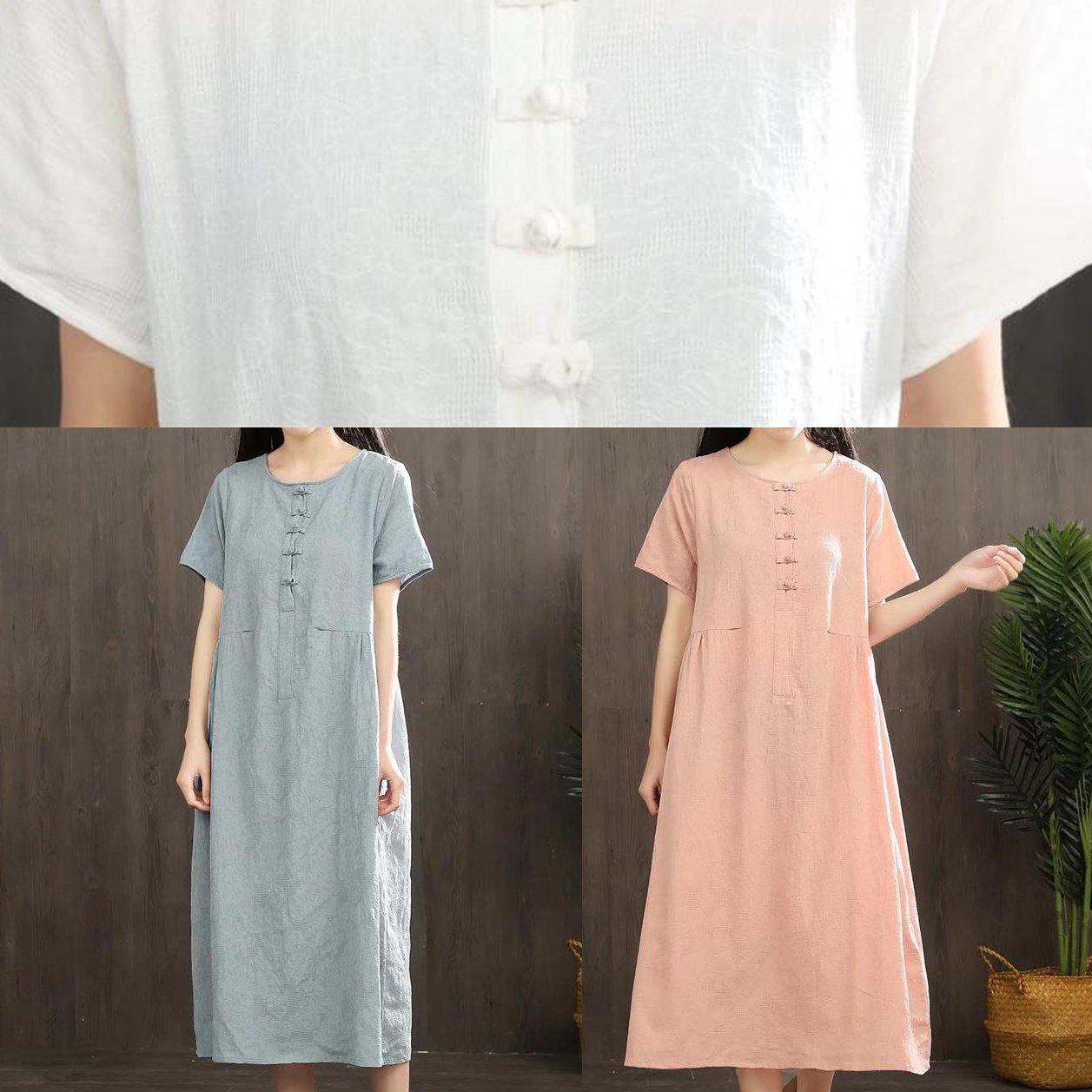 Unique O Neck Linen Cotton Soft Surroundings Outfits White Dresses Summer ( Limited Stock) - Omychic