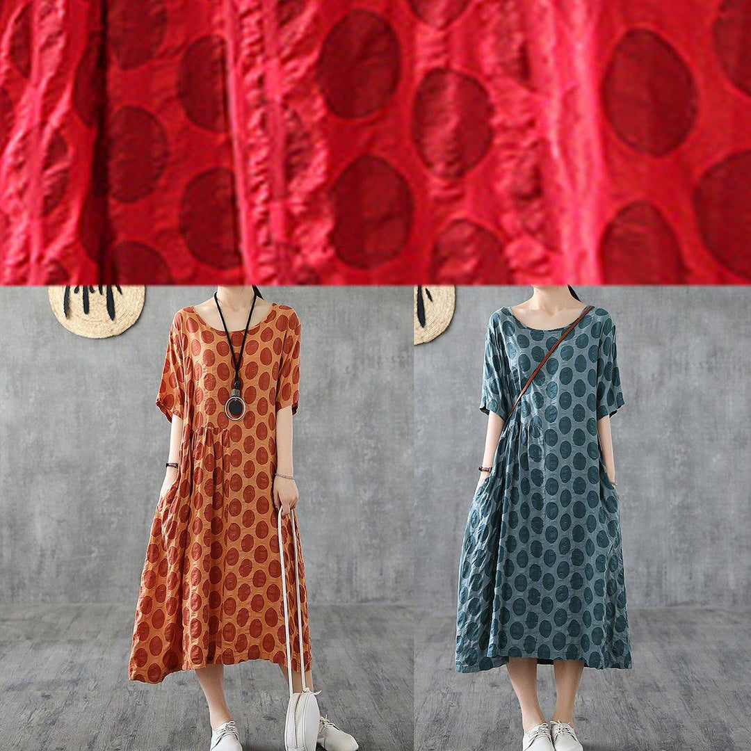 Unique Patchwork O Neck Cotton Clothes Photography Green Dotted Maxi Dress Summer ( Limited Stock) - Omychic