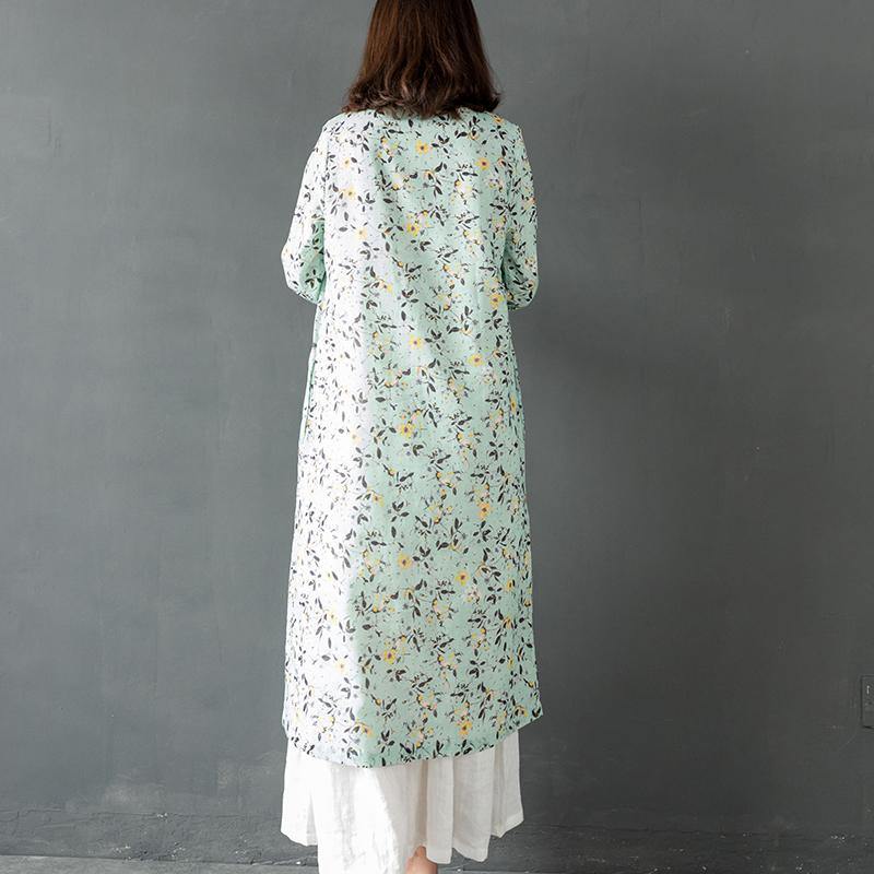 Unique prints linen dresses Fabrics light blue Dress - Omychic