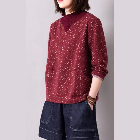 Unique red dotted cotton clothes For Women o neck Vestidos De Lino blouse - Omychic