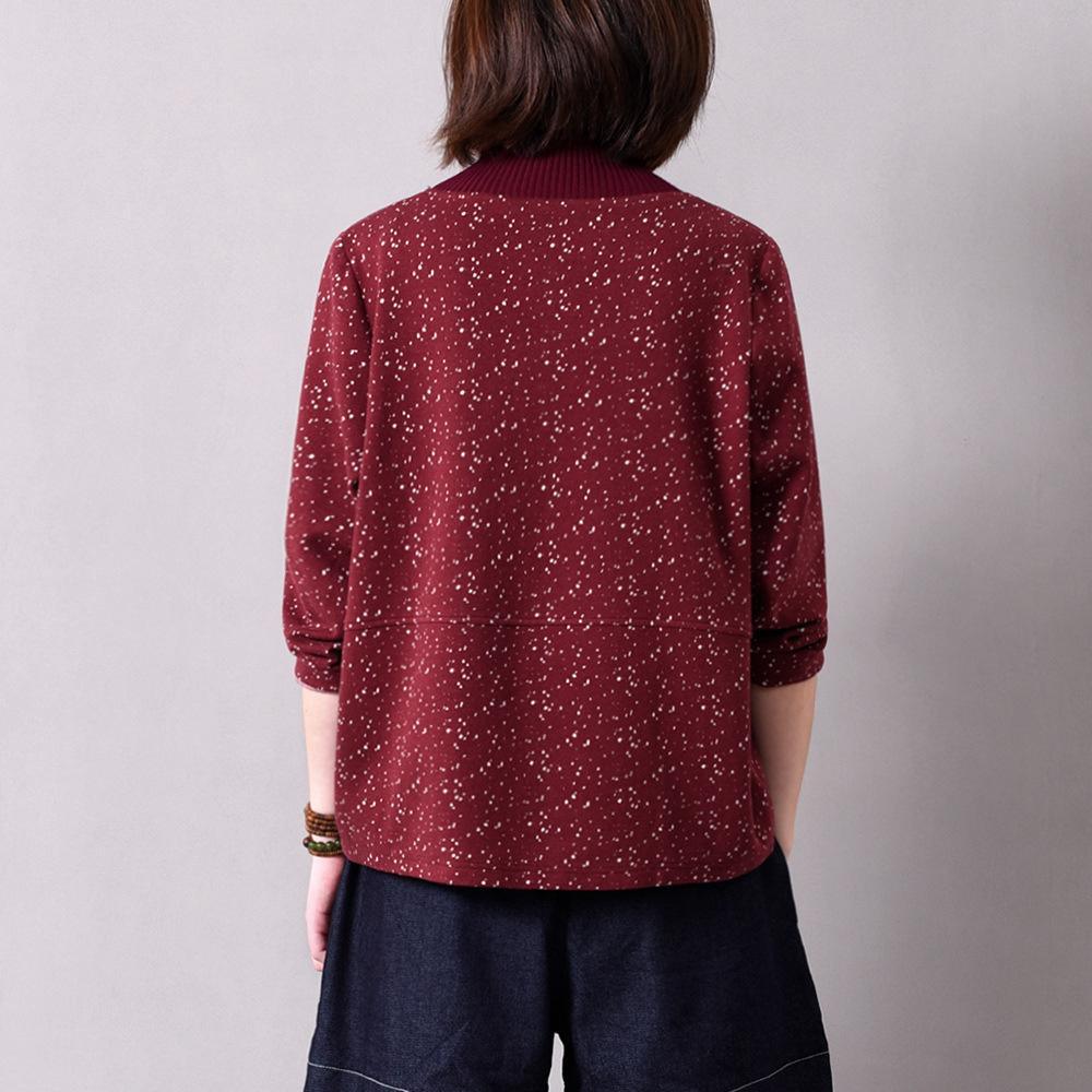 Unique red dotted cotton clothes For Women o neck Vestidos De Lino blouse - Omychic