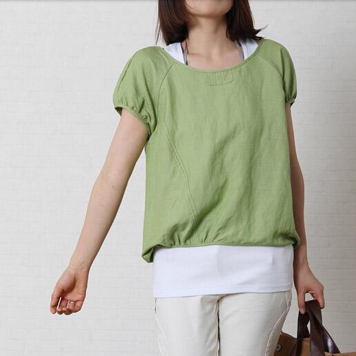 Unique green short women cotton shirt blouse top - Omychic